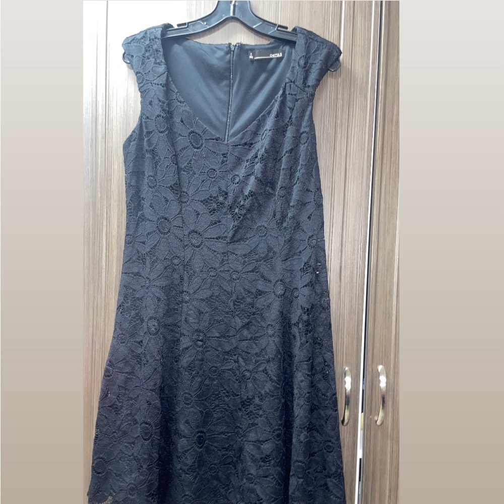 Black lace flower patter dress